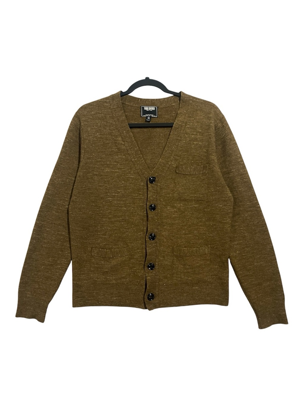 Todd Snyder Cardigan Men’s Brown XS V-Neck Sweater Wool Linen Blend Pocket Knit